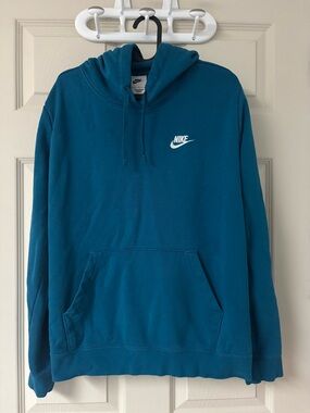 Nike Women's Teal Crewneck Hoodie with White Swoosh